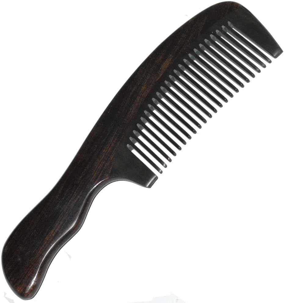 Sturdy Buffalo Horn Comb with Black Sandal Wood Handle 7.8"x 2"
