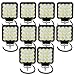 Willpower 10PCS 4 inch 48W Spuare Flood Beam 4800LM LED Work Light Bar for 4x4 off road tractor jeep Cabin SUV ATV UTV 4WD Car Boat 10-30V Wateproof 6000K