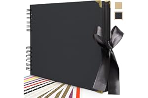 Colemoly Photo Album Scrapbook 100 Pages(8.3x11.6in) Personalized, Hardcover Black Page Scrapbook Journals Blank Handmade Memory Book