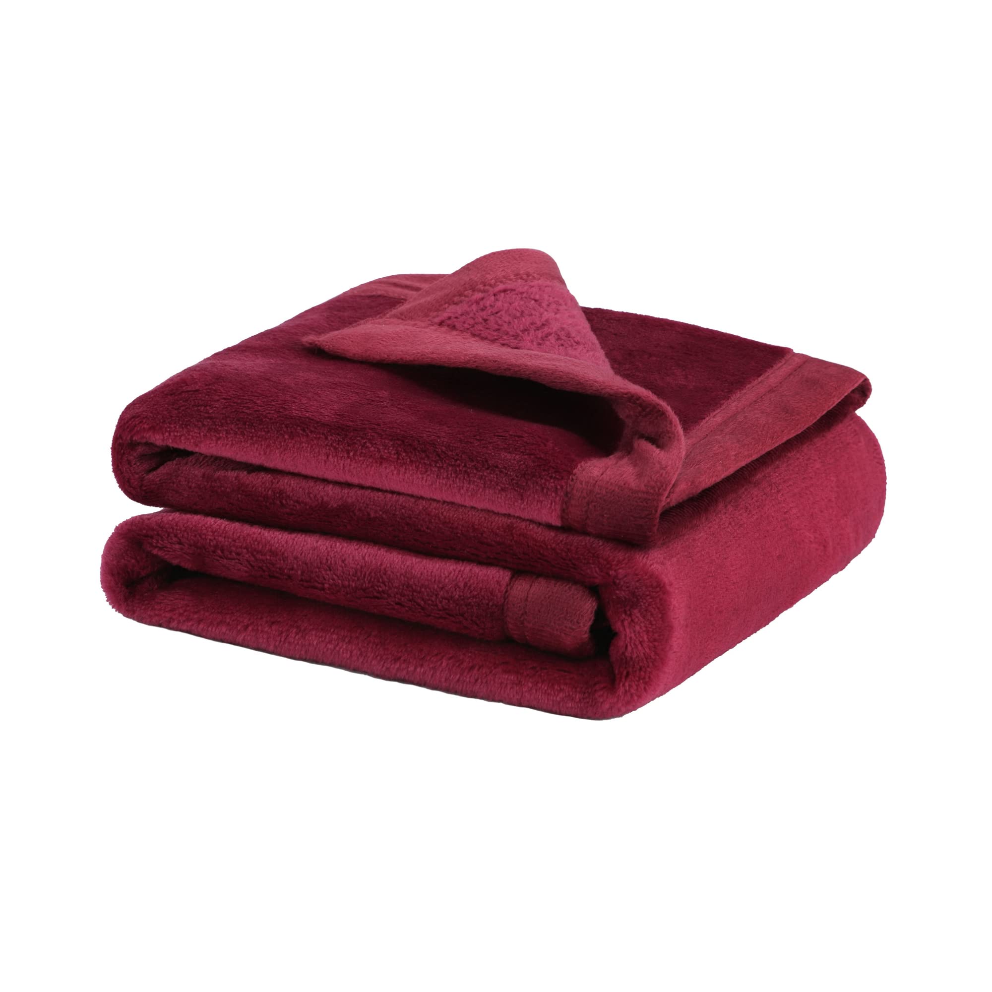 PiccoCasa Dog Blanket Washable, Fleece Puppy Blankets Soft and Warm for Pets Flannel Bed Cover Burgundy 75cm x 100cm