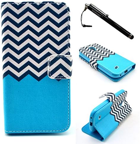 S4 mini Case, Galaxy S4 mini Case, New Ripple Leather Flip Wallet Protective Soft Skin Case Magnetic Clasp Dust plug Stylus for Samsung Galaxy S4 mini i9190 (Built-in Credit Card/ID Card Slot)