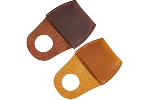 CALFOVERA 2 Colors Genuine Leather Thumb Guard for Wood Carving Cowhide Finger Protector Black Brown Full Grain Leather Thumb