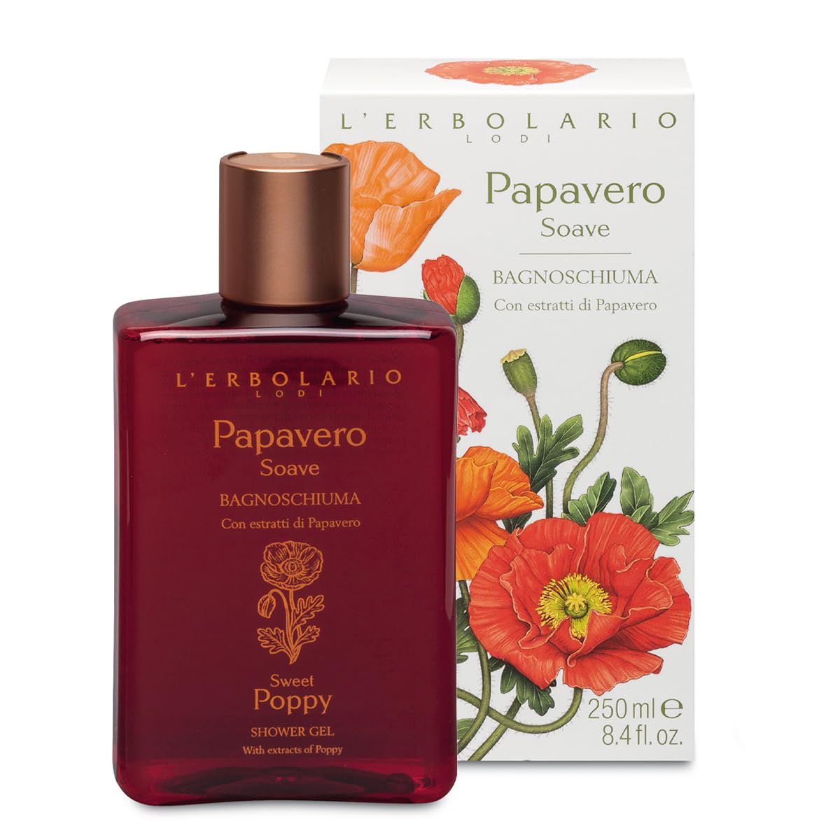 LErbolario Sweet Poppy Shower Gel For Women 8.4 oz Shower Gel