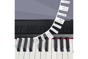 HMPBEFU Removable Piano Keyboard Note Labels, Silicone Piano Notes Stickers Guide for Beginner, Reusable 88 Key Full Size Piano Key Music Notes Letter Label (White)