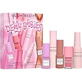 Glow Recipe Dewy Babies Travel Skincare Set - Plum Plump Hyaluronic Acid Serum + Dewy Flush Tinted Blush Drops + Pink Juice Face Moisturizer + Bronzing Hue Drops + Ultra Fine Facial Mist (5 Count)