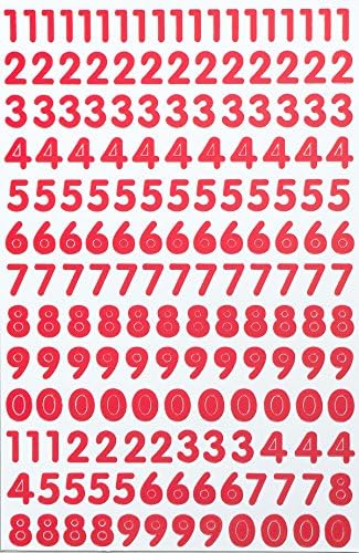 Jazzstick Small Number 0-9 Decorative Sticker Value Pack Bulk 5 sheets Red 14E