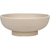 Deobath Large Resin Pedestal Decorative Bowl - Modern Handicraft Bowls for Home Decor - Fruit Bowl for Kitchen Counter - Key Bowl for Entryway Table,Artificial Stone Beige