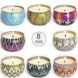 YIIA Fruity Scented Candles Gift Set, Natural Soy Wax Travel Tin Candle Stress Relief Aromatherapy with Sweet Odor 8-Pack(Lemon, Fig, Lavender, Spring Fresh,Rose ，Jasmine，Vanilla，Bergamot)