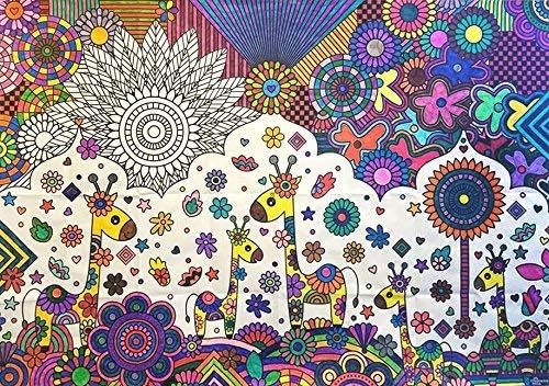 Large Coloring Poster | Giraffe Family | Thick & Leak-Proof Tablecloth | Comes With A 12 Color Pencil Set | Also Great For Your Crayons Or Markers | Fun At A Party, With Family Or Any Time