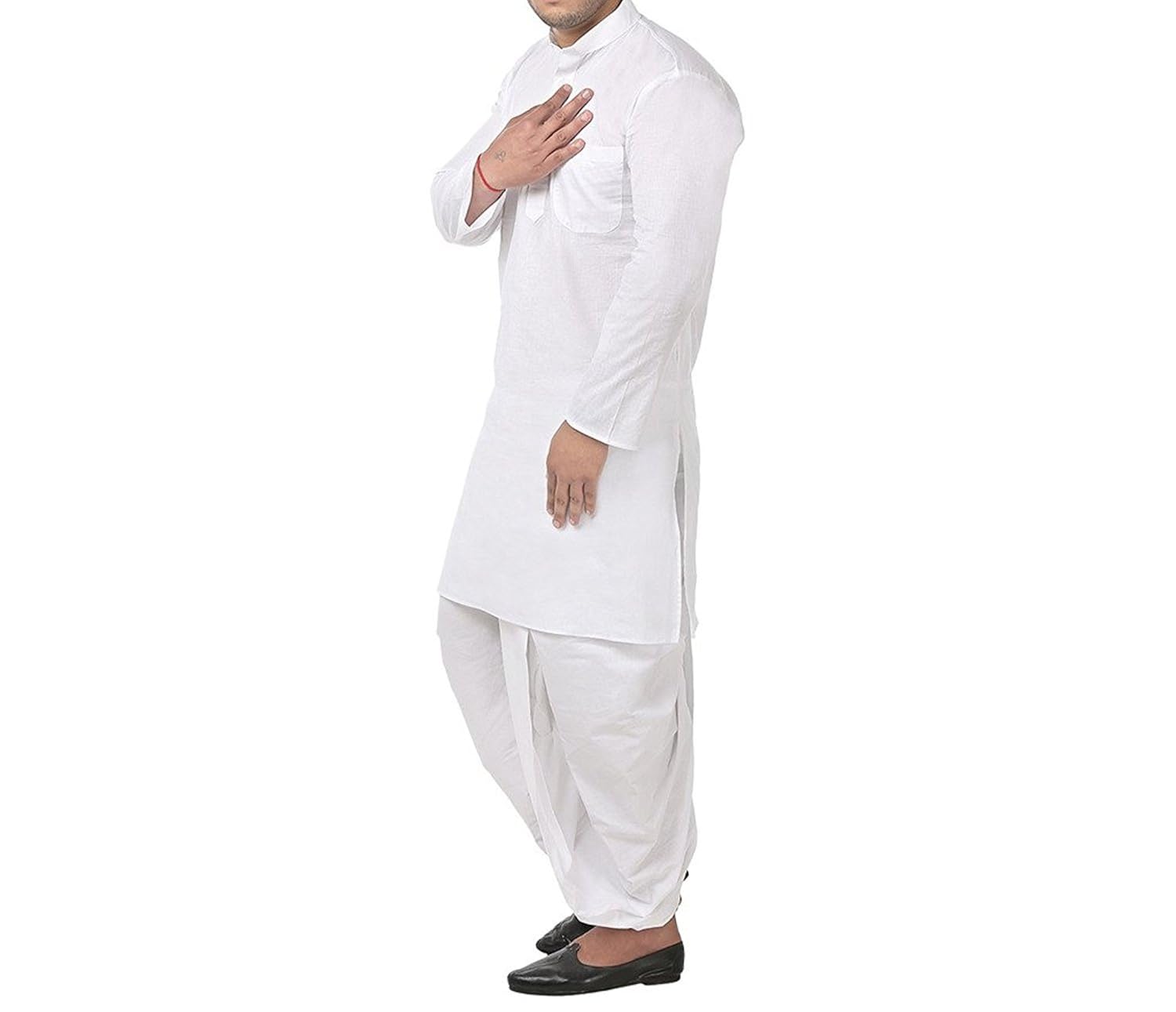 royal men's 100% cotton white kurta and dhoti set