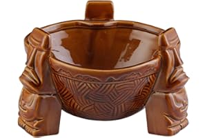 Gralara 1000ml Large Capacity Ceramic Punch Bowl, Drinkware Drinking Cup Tiki Bowl for Restaurant, Brown