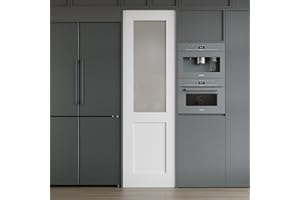 WIN STELLAR WINSTELLAR 24 x 80 Prebuilt Interior Frosted Glass Half Door Slab, Paintable Interior Doors for Home, Bedroom, Pantry, Laundry Room as Prehung, Pocket, French, Barn Doors, White Door Panel