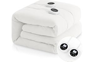 REAKS Queen Size Electric Coral Fleece Heated Mattress Pad Cover Dual Control-with Timer-Adjustable 1-12 Hours Auto Shut Off-10 Heat Settings
