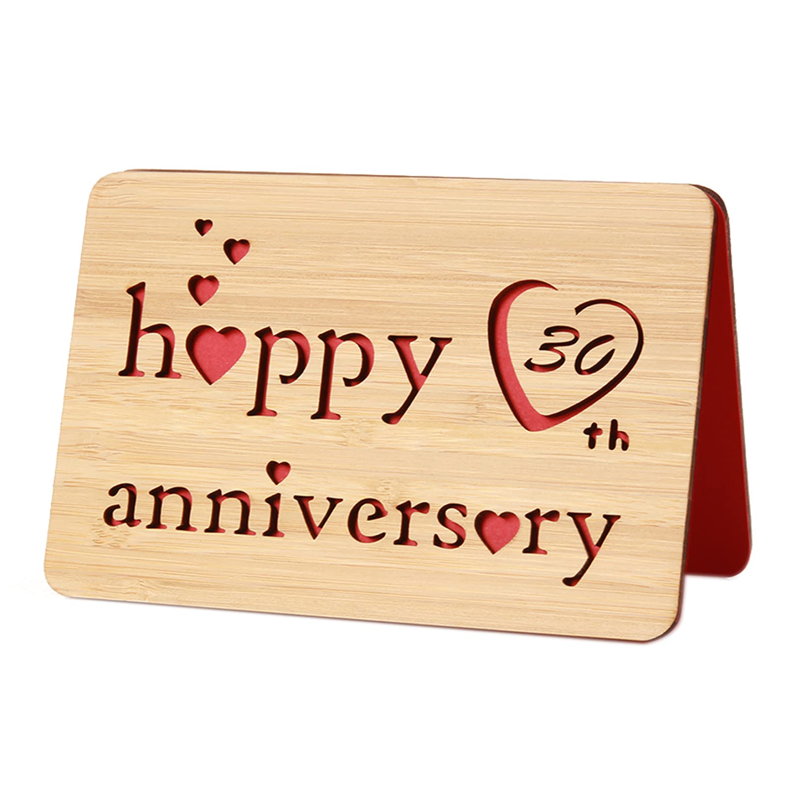I Love You 30th Anniversary Cards,Handmade With Real Bamboo Wood, Greeting Cards for Him,to Say Happy 30 years Valentines Day Card, Thirtieth Anniversary, Gifts for Wife,Him or Her (30th Ann.)