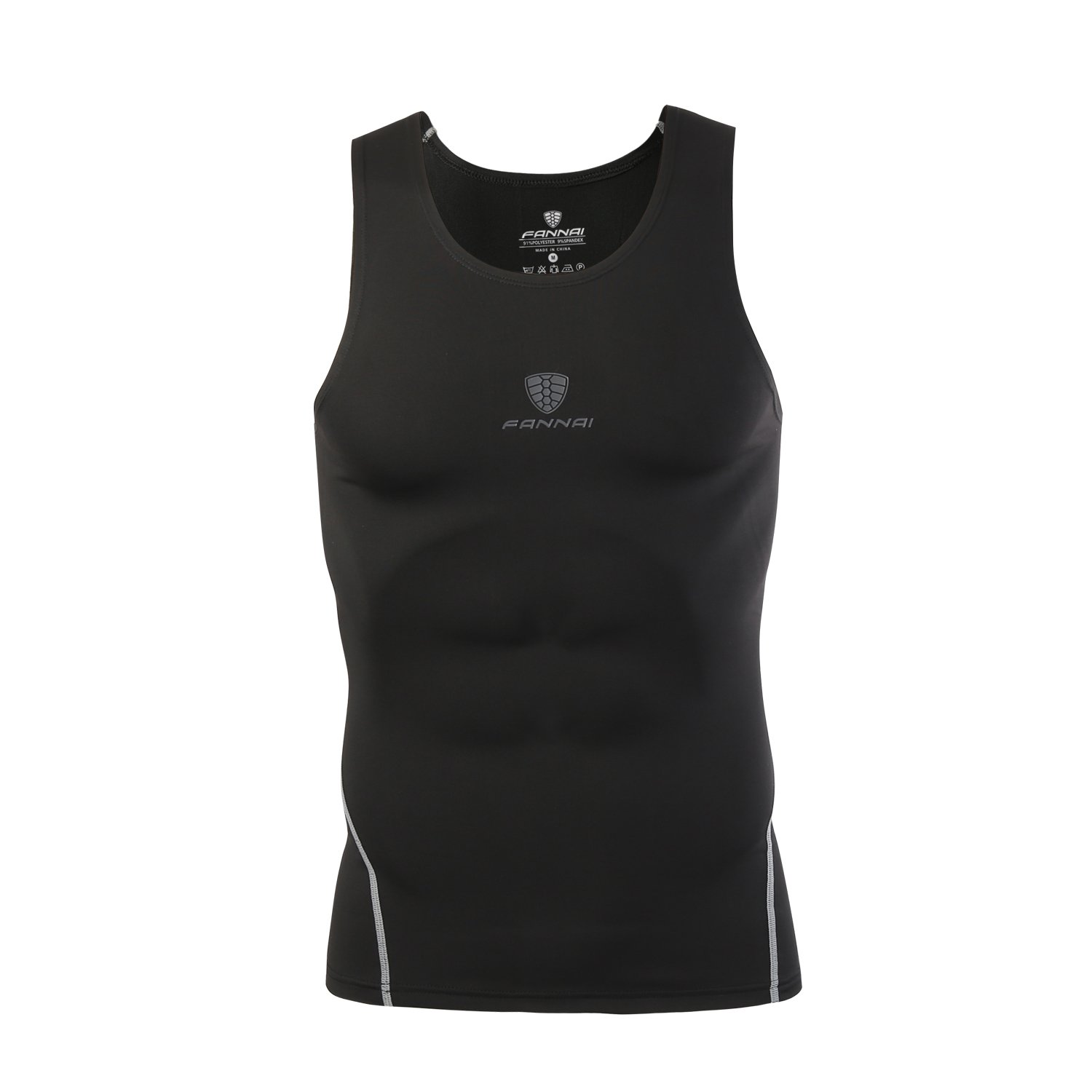 YT Men\'s Vest Tight T-Shirt Fast Dry Top,Tights for Workouts,Fitness,Running,Cycling,Sports Top Apperal (Black, 3XL)