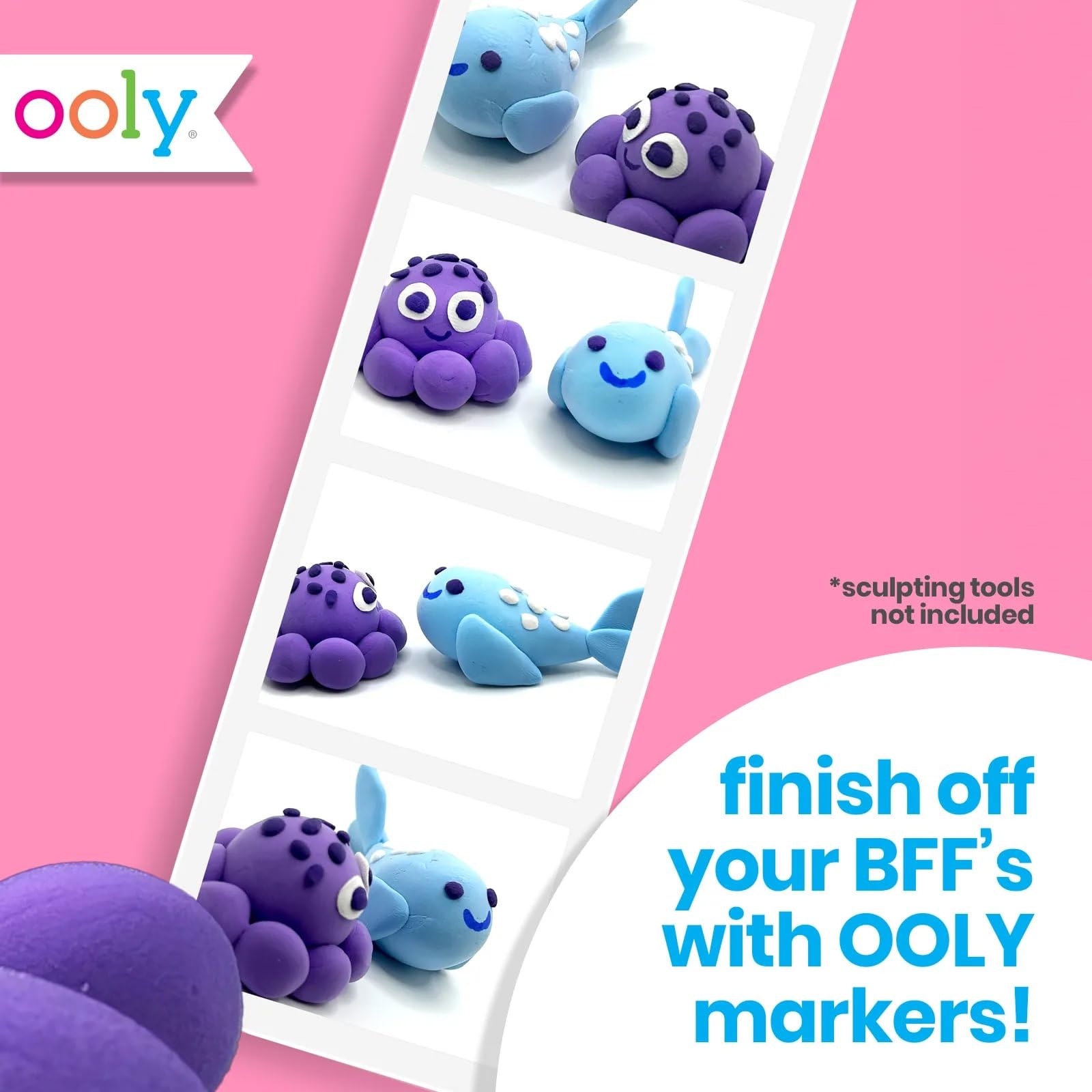 Ooly Creatibles, 16 Colors Air Dry Clay Expansion Set for Kids Crafts, Modeling Clay in 16 Colors, 4 Tubs, Airdry DIY Art Expansion Set Summer Crafts for Kids Ages 6 and Up