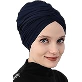 Aisha's Design Instant Turban Plain Cotton Scarf Head Wrap Lightweight Hat Bonnet Cap for Women