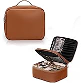 SJATMMA Travel Makeup Bag for Brown and Waterproof Toiletry Bag for Women Large Travel Cosmetic Bag and Case for Women