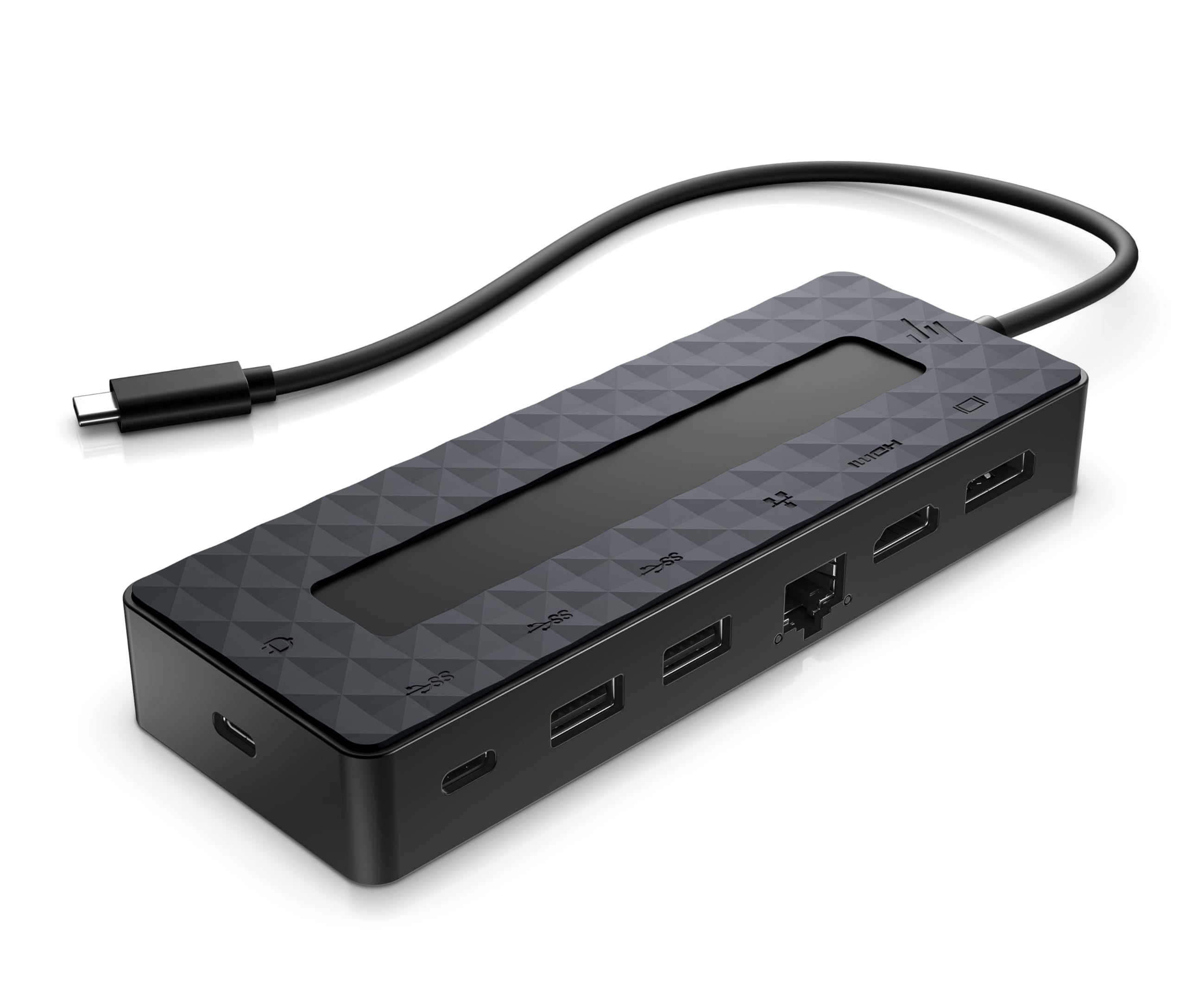 HP Interface Hub USB 3.2 Gen 1 (3.1 Gen 1) Type-C Black | Supports USB-C® compatible PC | 7 ports,1 power and data passthrough cable | Supports dual 4K displays via HDMI 2.0 | 1 Display Port