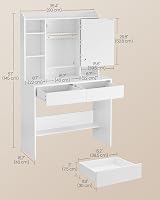 VASAGLE KAILYN Dressing Table with LED Lights White 2 Drawers Vanity Desk view 7