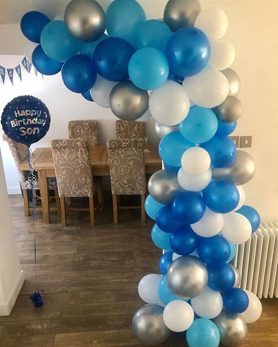 wall backgrounds for party on Amazon Com 100pack Blue Party Balloon Garland Arch Kit 100pcs Latex Balloons 16 Feets Arch Balloon Decorating Strip For Boss Baby Shower Birthday Wedding Graduation Home Kitchen