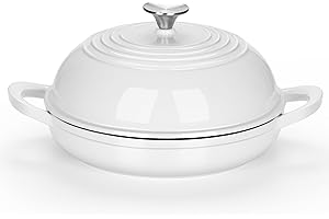 E-far Enameled Cast Iron Bread Oven, 6 Qt Round Dutch Oven for Sourdough Bread Baking, Homemade Artisan Bread, Matte Black In