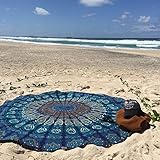 KeyZone 1PC Comfortable Outdoor Travel Beach Mats And Beach Towel Beach Party Round Roundie Beach Cover Scarf Blue