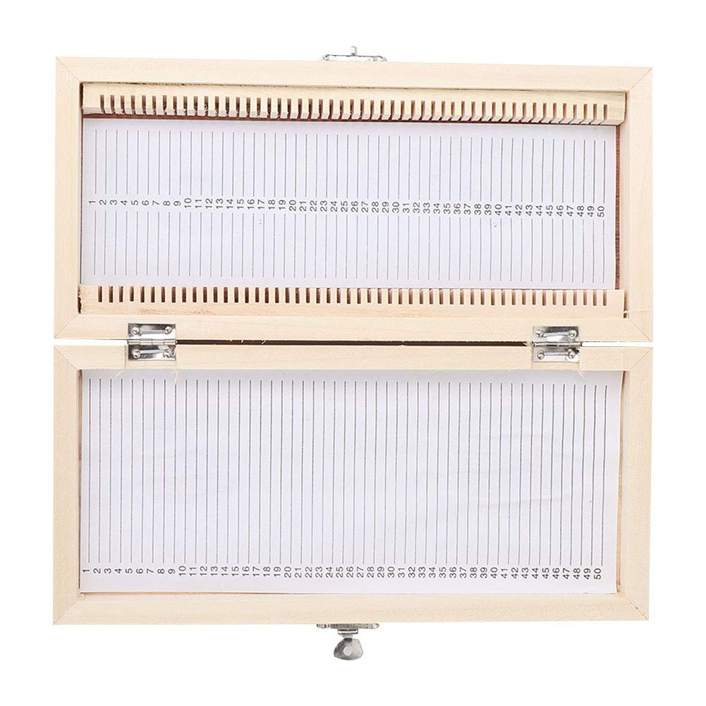 Microscope Slide Box, 50PCS Biology Glass Prepared Microscope Slides Specimens Wooden Slide Storage Box Case