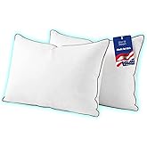 puredown® Made in USA Goose Feather Down Pillow, 100% Cotton Cover, Hotel Pillows King Size Set of 2, Luxury Feather Pillows for Back, Stomach or Side Sleepers
