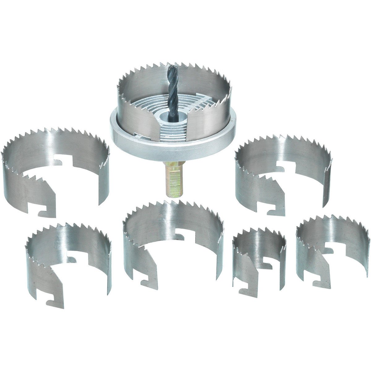 Connex COXT976320 H45 Wood Hole Saw, 0 V, Silver, 26-63 mm, Set of 7 Piece