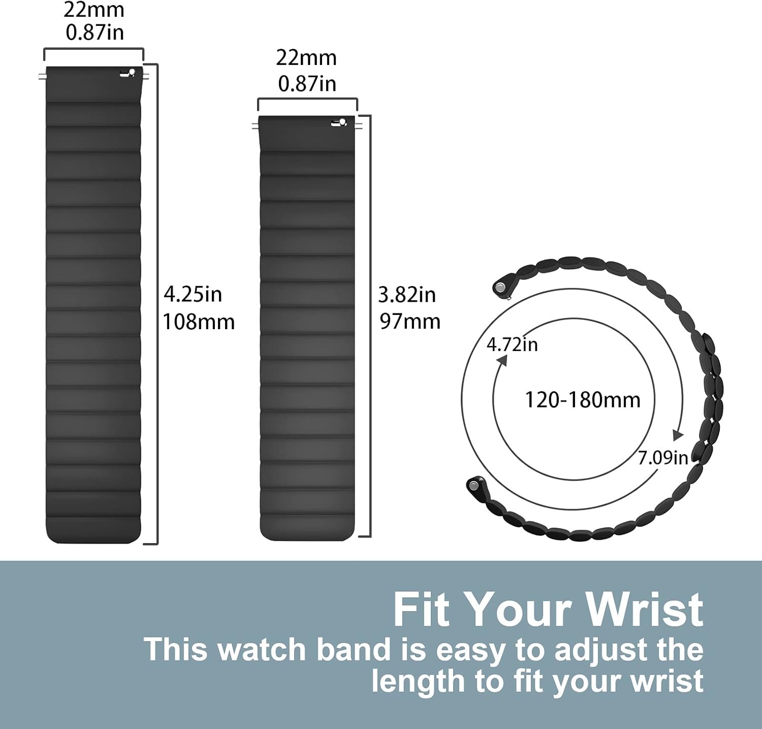 Watch Band, Magnetic Smartwatch Bands, Silicone Strap Quick Release 20mm 22mm Smartwatch Straps for Women Men Watch Strap with Spring Bar Compatible with Galaxy Watch Active Gear S2 S3 Frontier GT: Clothing