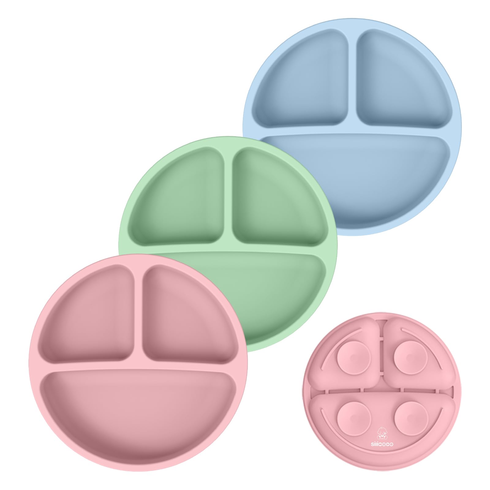 Photo 1 of ***ONLY THE GREEN PLATE**Wee me Suction Plates for Babies & Toddlers - Toddler Utensils - Silicone Plates with Spoon Fork For Baby, BPA-Free, Dishwasher and Microwave Safe, 3 Pack (With Suction, Blue, Green & Pink)