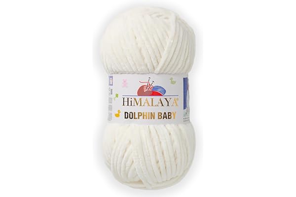 1 Skein/Pack Himalaya Dolphin Baby Chenille Yarn, Each Ball 100 gr (3.5 oz), 120 m (132 Yards), 100% Polyester, Super Bulky Baby Blanket Velvet Amigurumi Yarn, 80308 - Cream
