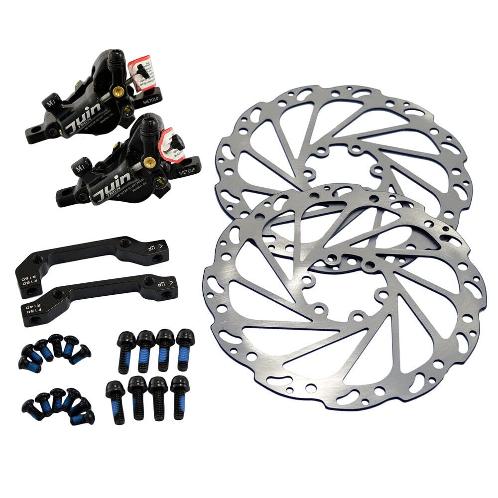 Juin Tech M1 Hydraulic MTB E-Bike Disc Brake Set 160mm with Rotor, Front and Rear, Black, JT1948