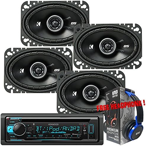 Package Kenwood KDC-BT31 Bluetooth In-Dash CD/AM/FM Car Stereo Receiver + (2) Pairs Kicker 43DSC4604 4"x6" 2-Way Speakers + 1 EMB Headphone