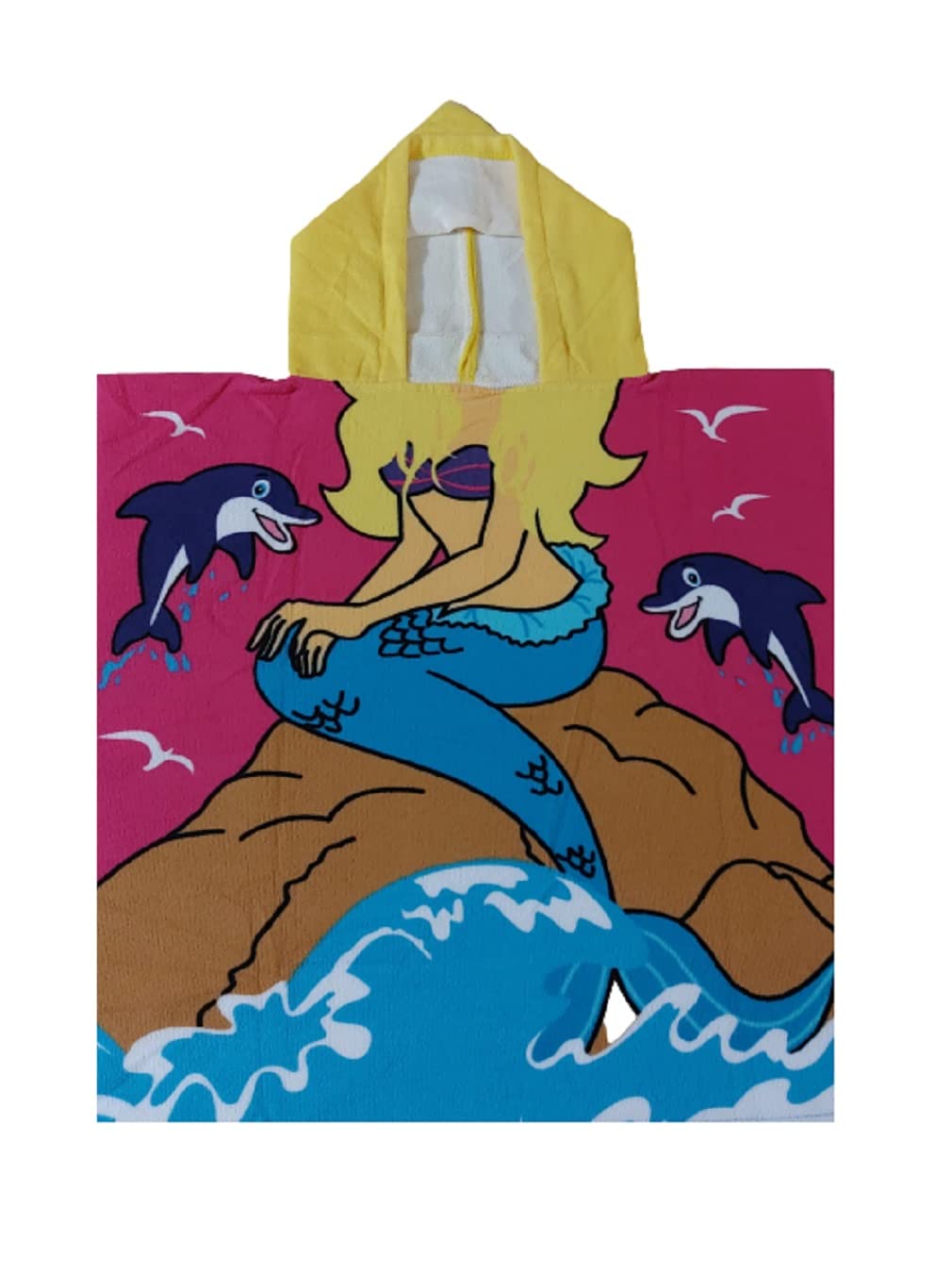 Palgrave Ltd Children's Mermaid Shark Beach Bath Towel with Hooded Poncho (Mermaid Poncho Towel)