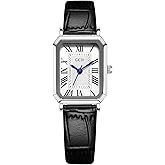 Asdppe Vintage Watches for Women Elegant Rectangular Ladies Analog Quartz Dress Watch Dainty Female Small Bracelet Wristwatch with Genuine Leather Strap