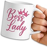 NAHMAKNE Funny Coffee Mug for Women, Boss Lady Definition, 11oz Ceramic Double Sided Print Coffee Tea Cup, Appreciation Gifts for Boss Employer, Christmas Birthday Gifts for Coworker Leader Manager