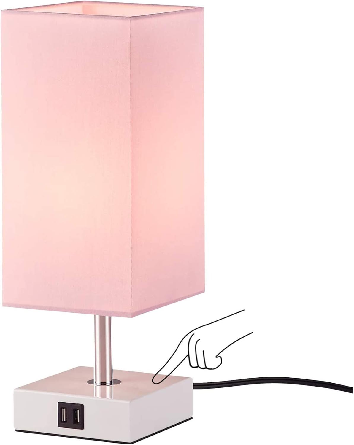 Touch Control Table Lamp with 2 USB Charging Ports, Seealle dimmable