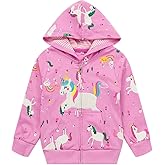 Popshion Toddler Girls Fleece Jackets Cotton Unicorn Hoodie Sweatshirt Fall Winter Zipper Coat Warm Hooded Sweater 2t-7t