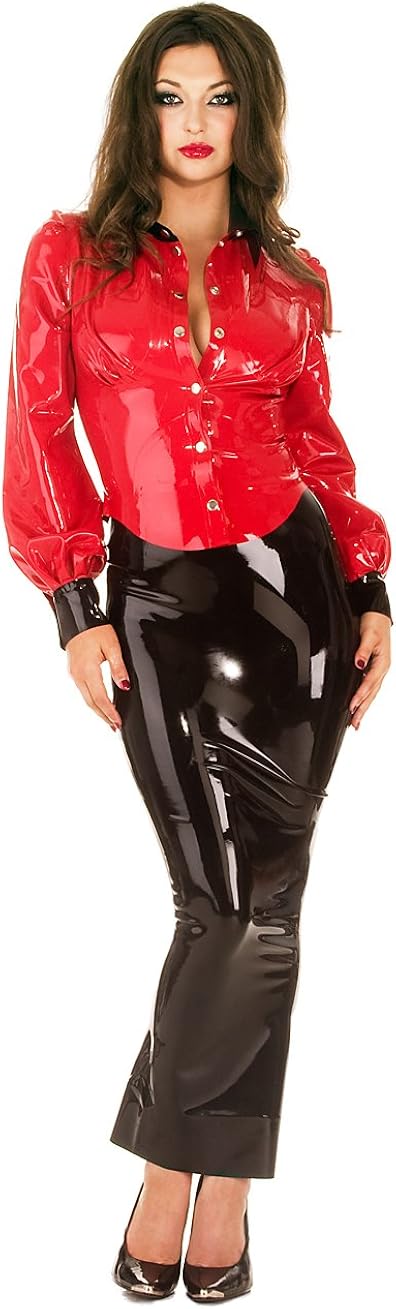 HONOUR Hobble Latex Rubber Long and Lean Skirt in Black XL