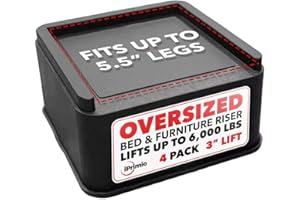iPrimio Oversized Bed and Sofa Risers, Square 3" Lift, Heavy Duty, 4 Pack, Up to 6000lbs - Bed Raising Blocks, Furniture and Couch Risers - Bed Lifts for College Dorm Rooms, Couches, Tables, Desks