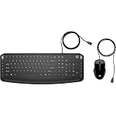 HP Pavilion Wired Keyboard and Mouse 200 (Black) - USB-A Plug-and-Play - Full-Sized Keyboard with Numeric Keypad, Enhanced F1-F12 Keys, &amp; 12 Hotkeys - 1600 DPI Mouse - Windows Compatible (9DF28AA#ABL)