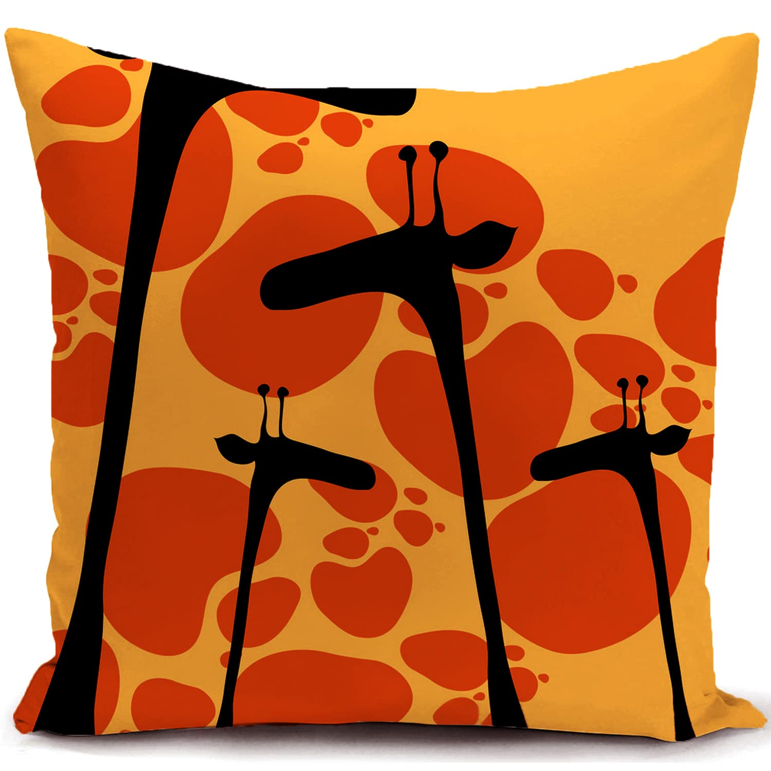 HUASHUZI African Cushion Cover Giraffe Gifts for Women Ornaments Orange Throw Pillow Case Double Sided Abstract Art Decor Home Decorate for Livingroom Couch Sofa 18"X18"(45x45cm) — image 1