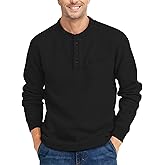 ZITY Long Sleeve Henley Shirts for Men Casual Waffle Thermal Fashion Pullover 3-Button T-Shirt with Pocket