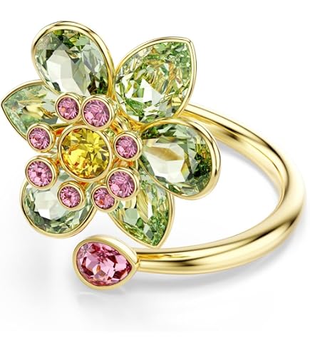 Amazon.com: Swarovski Idyllia open ring, Mixed cuts, Flower, Green