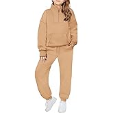 Zaclotre Girls Sweatsuit 2 Piece Outfits Fall Winter Fleece Half Zip Thumb Hole Sweatshirts and Sweatpants Joggers Set