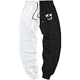 ZAFUL Men's Sweatpants Tapered Gym Running Workout Pants Cartoon Face Print Athletic Drawstring Joggers with Pockets