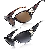 LVIOE Polarized Sunglasses for Women Trendy Wraparound Butterfly Decoration with UV400 Protection LS2301