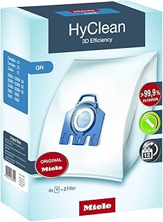 Miele 9917730 Staubbeutel GN HyClean 3D, 4 Staubbeutel, 1 Air Clean Abluftfilter für saubere Raumlauft, 1 Motorschutzfilter, blau
